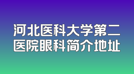 河北医科大学第二医院眼科简介地址