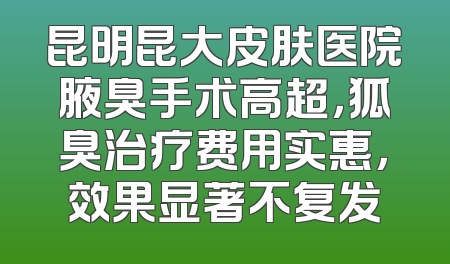 昆明昆大皮肤医院腋臭手术高超，狐臭治疗费用实惠，效果显著不复发