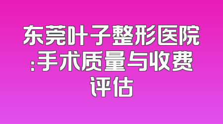 东莞叶子整形医院：手术质量与收费评估