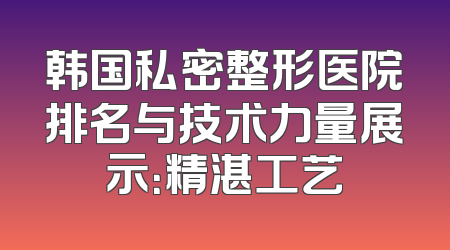 韩国私密整形医院排名与技术力量展示：精湛工艺