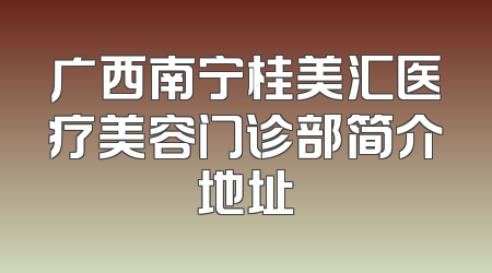 广西南宁桂美汇医疗美容门诊部简介地址