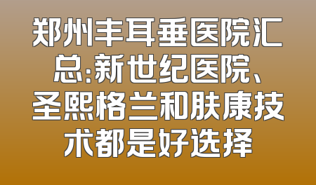 郑州丰耳垂医院汇总：新世纪医院、圣熙格兰和肤康技术都是好选择