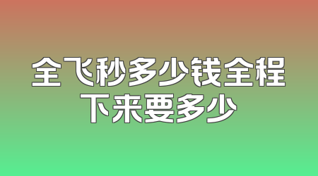 全飞秒多少钱全程下来要多少