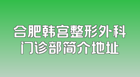 合肥韩宫整形外科门诊部简介地址