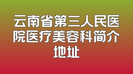 云南省第三人民医院医疗美容科简介地址