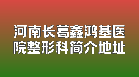 河南长葛鑫鸿基医院整形科简介地址