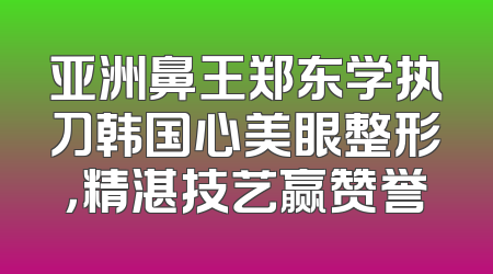 亚洲鼻王郑东学执刀韩国心美眼整形，精湛技艺赢赞誉