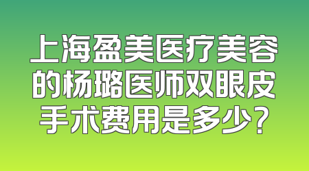 上海盈美医疗美容的杨璐医师双眼皮手术费用是多少？