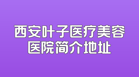 西安叶子医疗美容医院简介地址