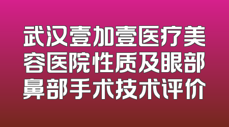 武汉壹加壹医疗美容医院性质及眼部鼻部手术技术评价