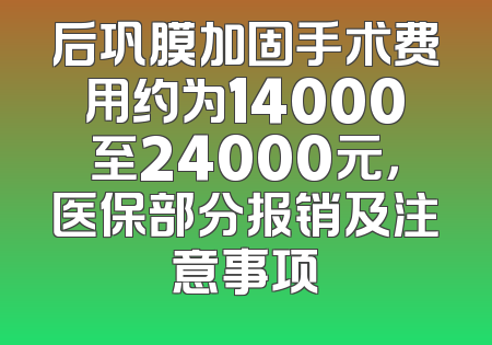 后巩膜加固手术费用约为14000至24000元，医保部分报销及注意事项