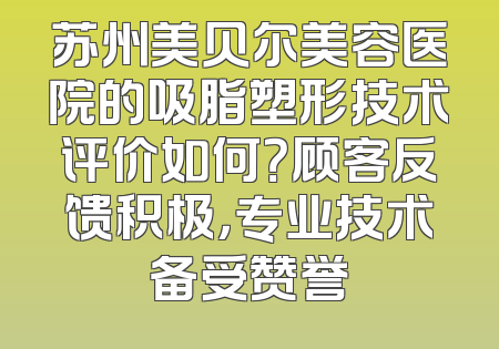 苏州美贝尔美容医院的吸脂塑形技术评价如何？顾客反馈积极，专业技术备受赞誉