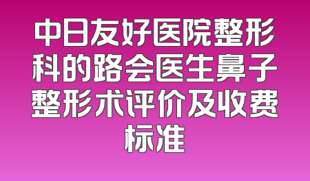 中日友好医院整形科的路会医生鼻子整形术评价及收费标准