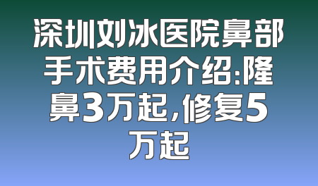 深圳刘冰医院鼻部手术费用介绍：隆鼻3万起，修复5万起