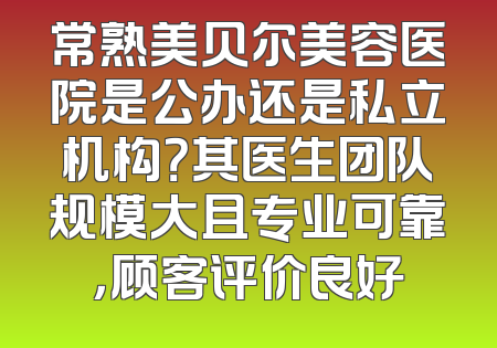 常熟美贝尔美容医院是公办还是私立机构？其医生团队规模大且专业可靠，顾客评价良好