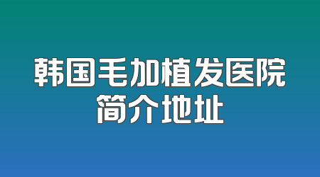 韩国毛加植发医院简介地址