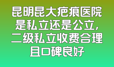 昆明昆大疤痕医院是私立还是公立，二级私立收费合理且口碑良好