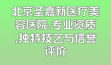 北京圣嘉新医疗美容医院：专业资质、独特技艺与信誉评价