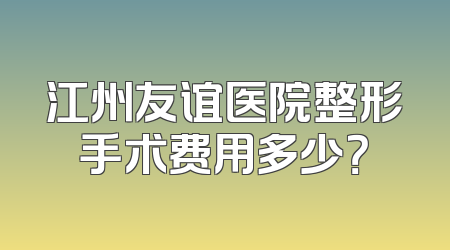 江州友谊医院整形手术费用多少？