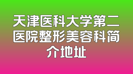 天津医科大学第二医院整形美容科简介地址