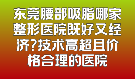 东莞腰部吸脂哪家整形医院既好又经济？技术高超且价格合理的医院