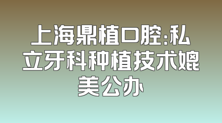 上海鼎植口腔：私立牙科种植技术媲美公办