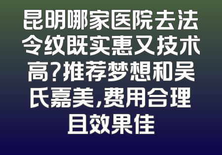 昆明哪家医院去法令纹既实惠又技术高？推荐梦想和吴氏嘉美，费用合理且效果佳