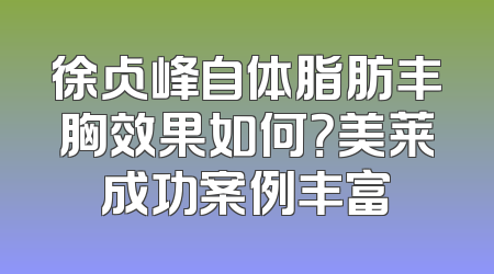 徐占峰自体脂肪丰胸效果如何？美莱成功案例丰富