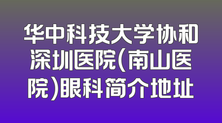 华中科技大学协和深圳医院（南山医院）眼科简介地址