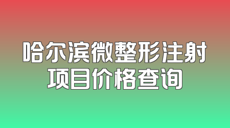 哈尔滨微整形注射项目价格查询