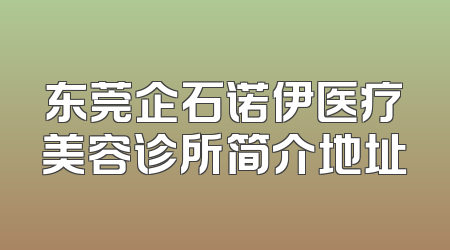 东莞企石诺伊医疗美容诊所简介地址