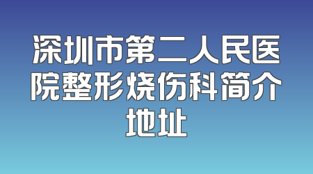 深圳市第二人民医院整形烧伤科简介地址