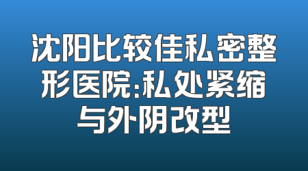 沈阳比较佳私密整形医院：私处紧缩与外阴改型