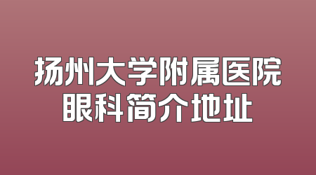 扬州大学附属医院眼科简介地址