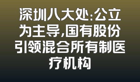 深圳八大处：公立为主导，国有股份引领混合所有制医疗机构