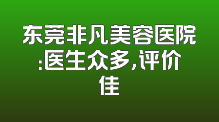 东莞非凡美容医院：医生众多，评价佳