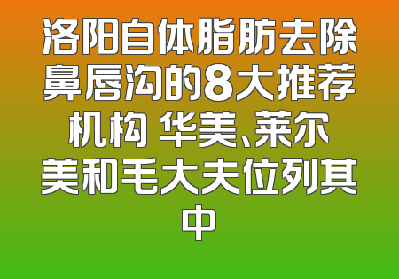 洛阳自体脂肪去除鼻唇沟的8大推荐机构 华美、莱尔美和毛大夫位列其中