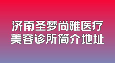 济南圣梦尚雅医疗美容诊所简介地址