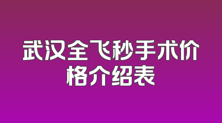 武汉全飞秒手术价格介绍表