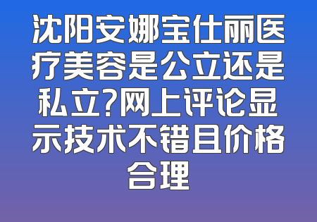沈阳安娜宝仕丽医疗美容是公立还是私立？网上评论显示技术不错且价格合理