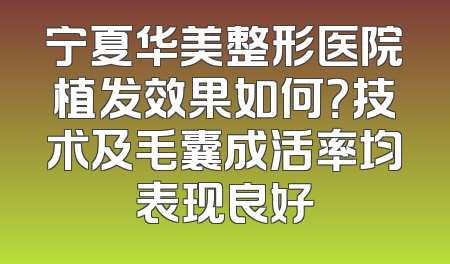 宁夏华美整形医院植发效果如何？技术及毛囊成活率均表现良好
