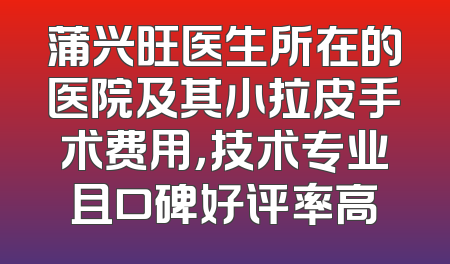 蒲兴旺医生所在的医院及其小拉皮手术费用，技术专业且口碑好评率高