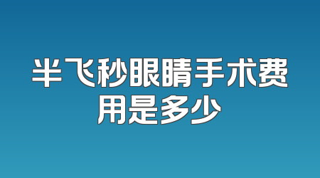 半飞秒眼睛手术费用是多少
