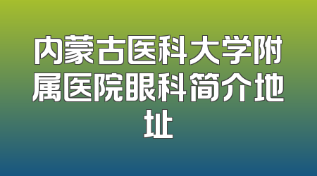 内蒙古医科大学附属医院眼科简介地址