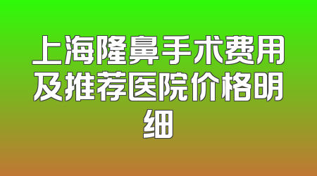 上海隆鼻手术费用及推荐医院价格明细