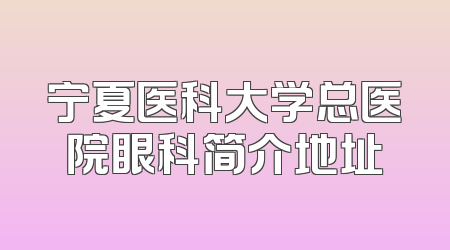 宁夏医科大学总医院眼科简介地址