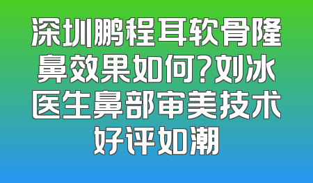 深圳鹏程耳软骨隆鼻效果如何？刘冰医生鼻部审美技术好评如潮