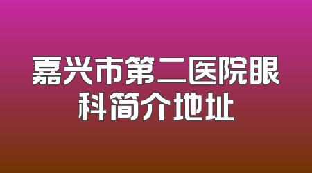 嘉兴市第二医院眼科简介地址