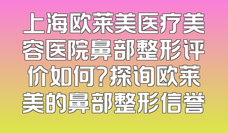 上海欧莱美医疗美容医院鼻部整形评价如何？探询欧莱美的鼻部整形信誉