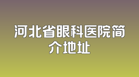 河北省眼科医院简介地址